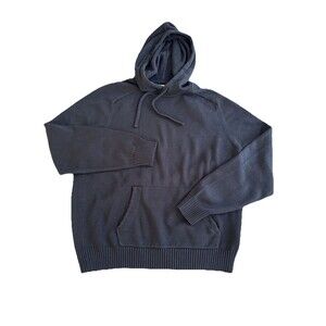 J.Crew Heritage Black 100% Cotton Knit Hoodie Pullover Sweater XL Casual